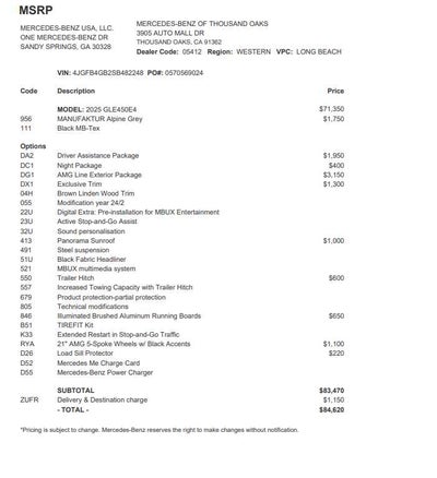 2025 Mercedes-Benz GLE 450e GLE 450e