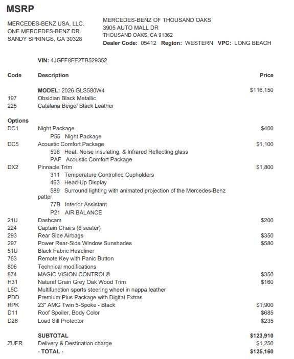 2026 Mercedes-Benz GLS 580 GLS 580