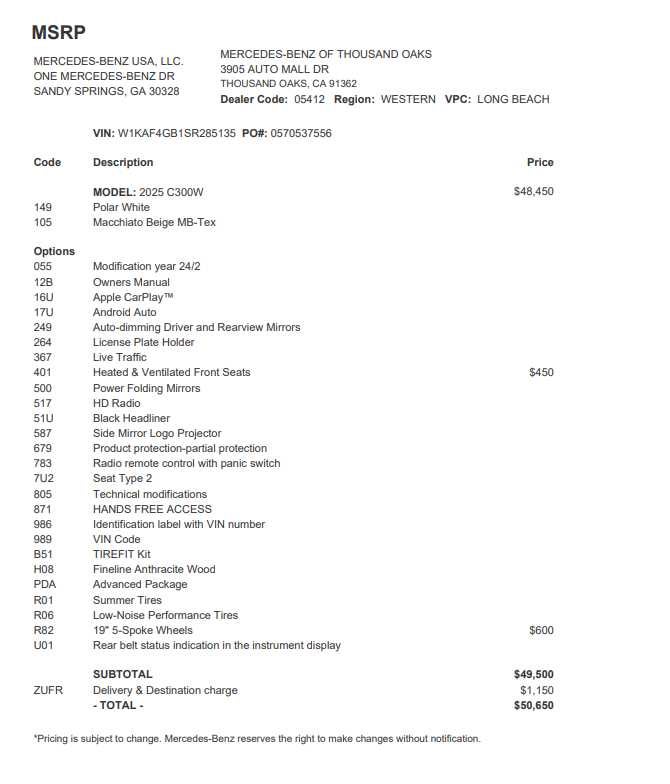 2025 Mercedes-Benz C-Class C 300