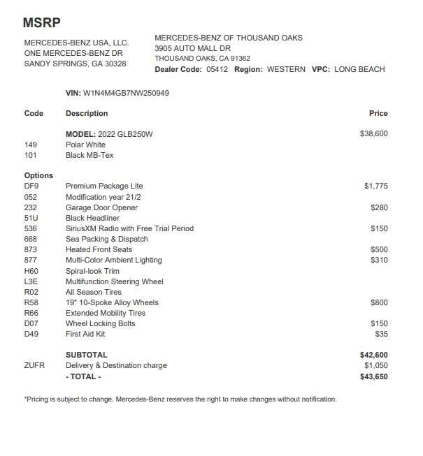 2022 Mercedes-Benz GLB 250 GLB 250