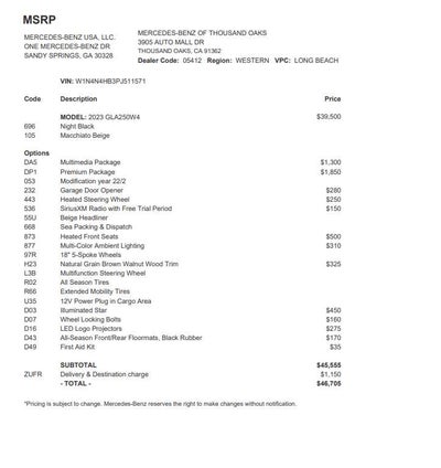 2023 Mercedes-Benz GLA 250 GLA 250