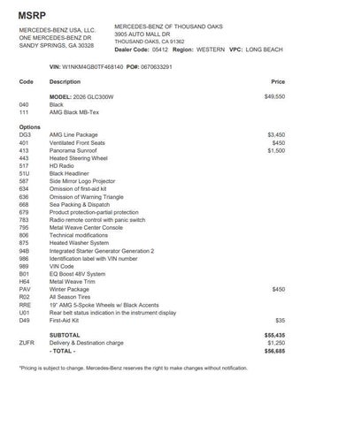2026 Mercedes-Benz GLC 300 GLC 300