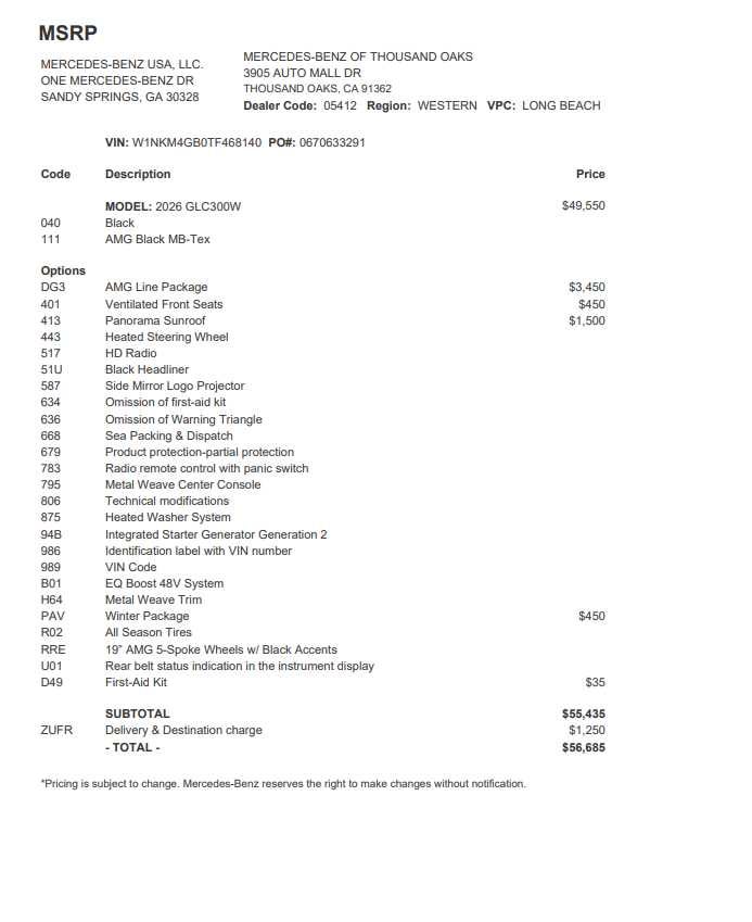 2026 Mercedes-Benz GLC 300 GLC 300