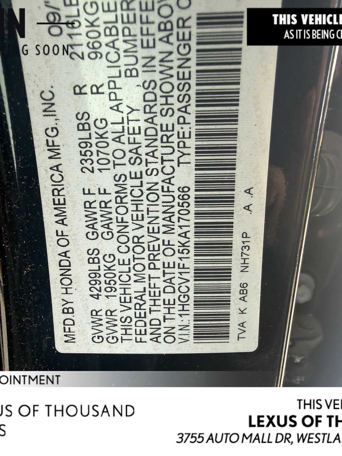 2019 Honda Accord Sedan LX 1.5T