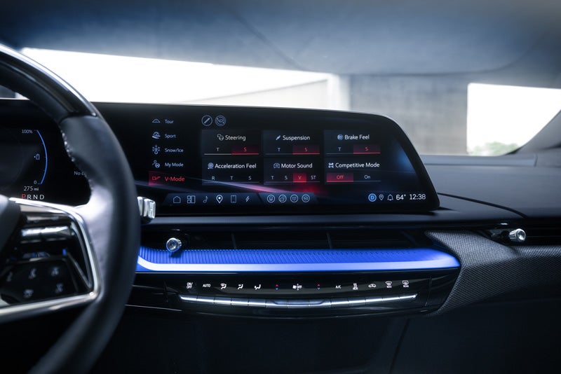 The 2026 OPTIQ-V Display Screen Displaying the V-Mode Settings | Swickard Cadillac of Thousand Oaks in Thousand Oaks CA