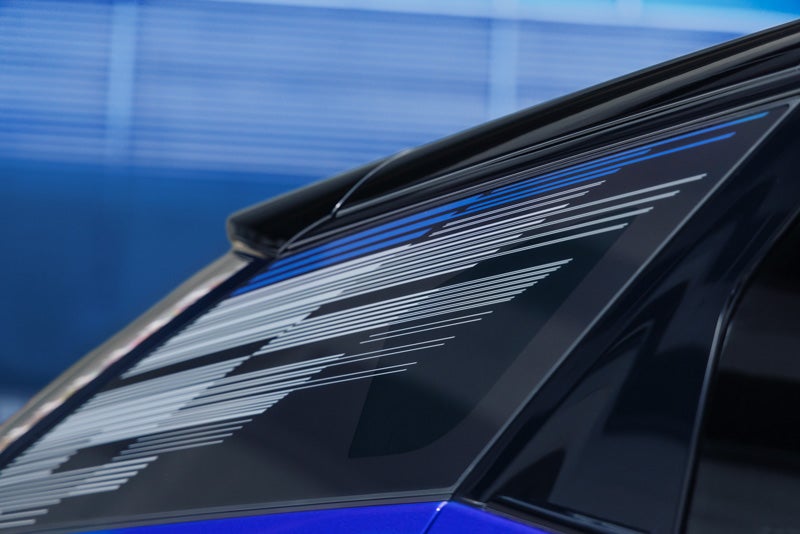 Close-up of the Modern Pattern on the 2026 OPTIQ-V Rear Quarter Glass | Swickard Cadillac of Thousand Oaks in Thousand Oaks CA