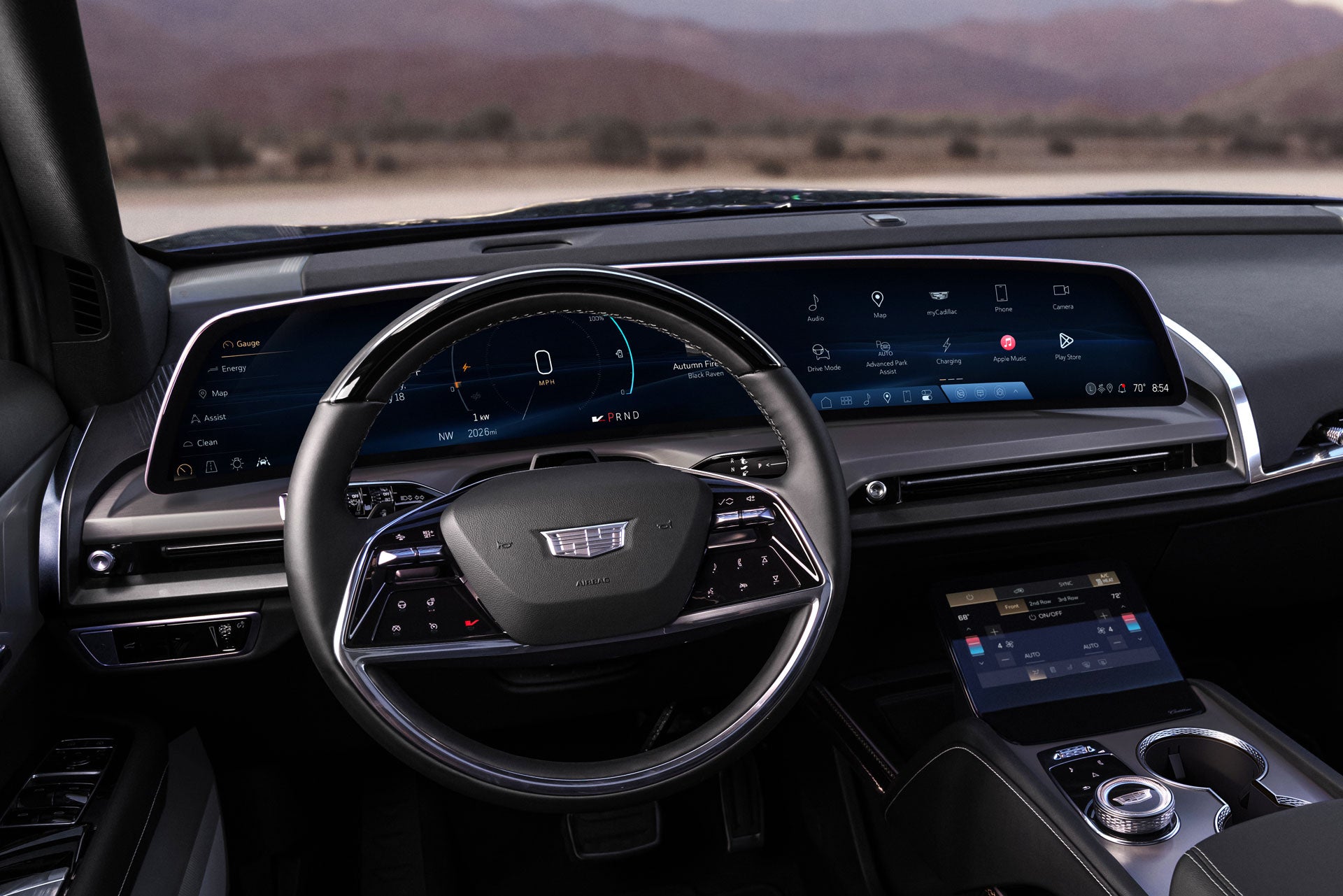 The 2027 VISTIQ 3-row electric SUV driver seat view and dashboard